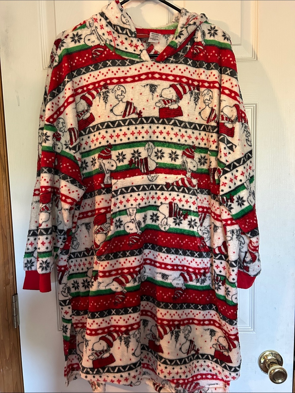 Peanuts Holiday Hooded soft comfy- Red, White & Green Festive Print